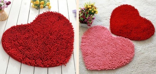 工廠直供 居家良品 雪尼爾愛心地墊，溫暖每一寸空間